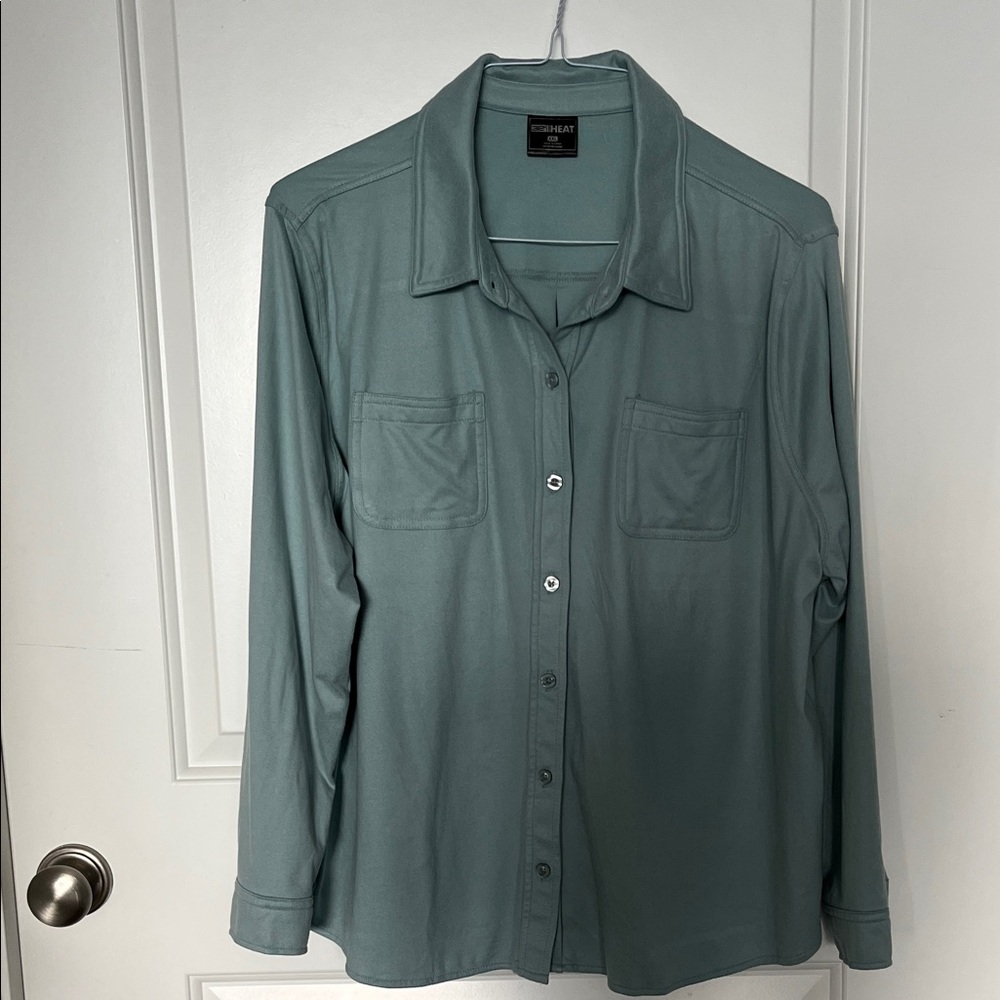 32 degree heat ladies cozy teal Button Down Shirt